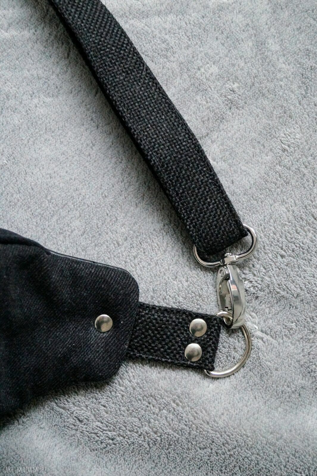 Czarna patchworkowa nerka XXL (nerkoplecak) - skrawkowa saszetka handmade