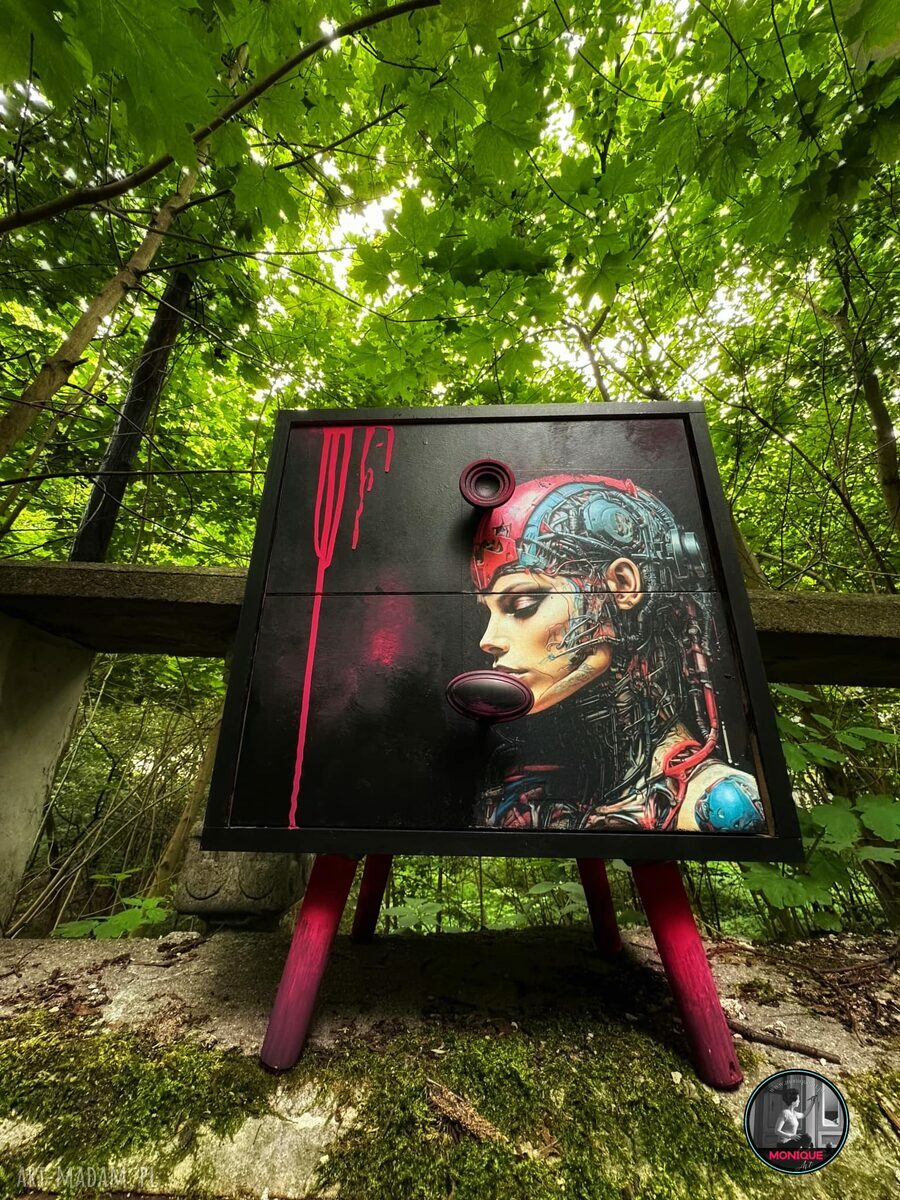Czarna szafka z dwoma szufladami - oryginalny motyw cybergoth