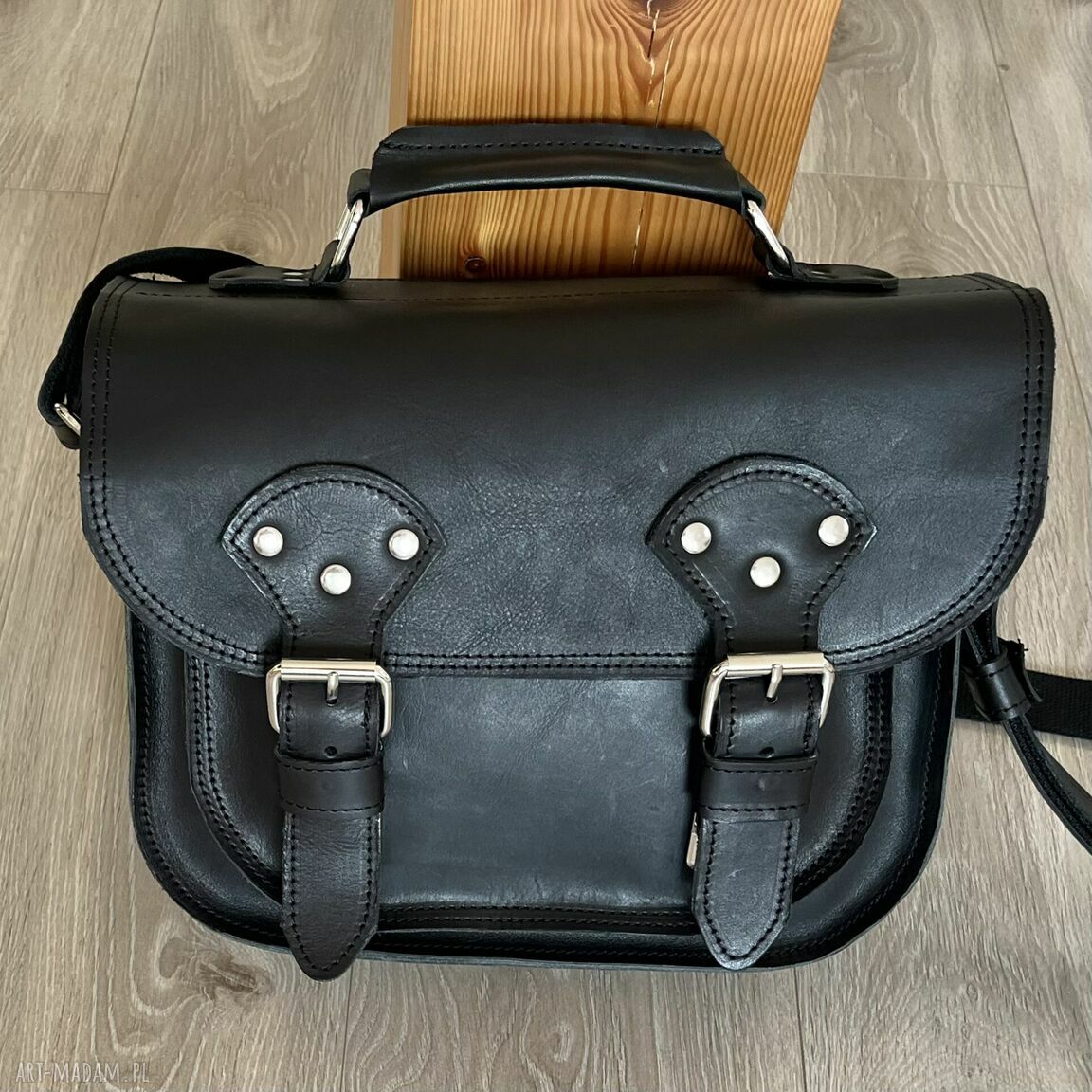 Czarna torba skórzana damska torebka ramię skóry