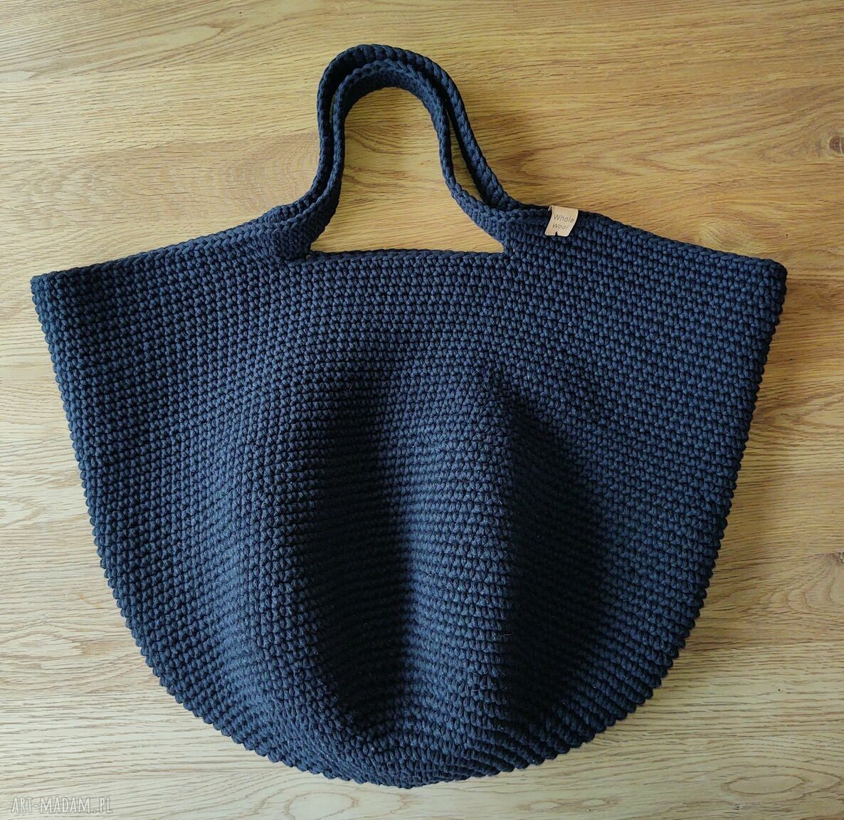 Czarna torba na szydełku BIG BAG - duża torba na ramię
