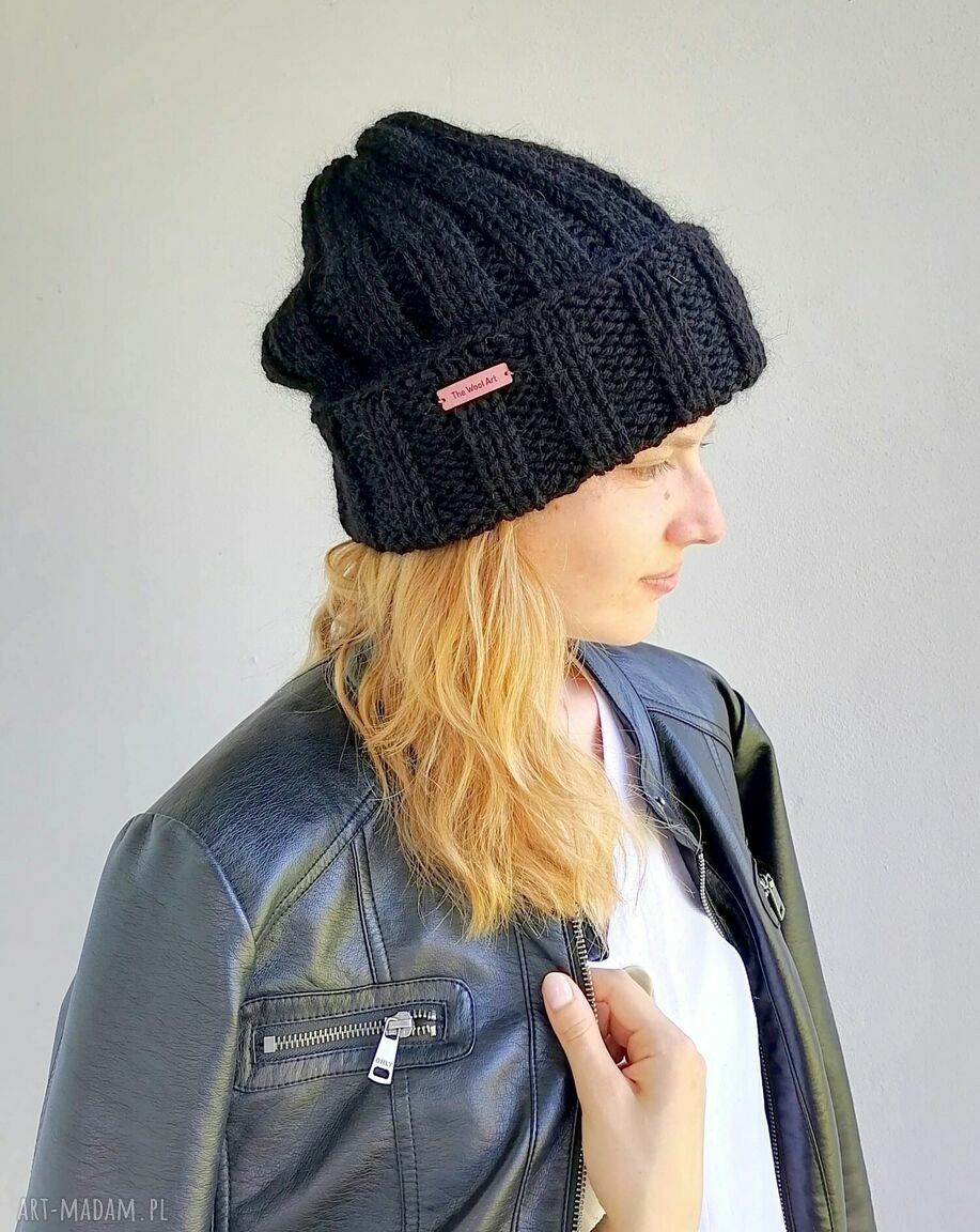 Czapka wełniana unisex z merino i kidsilkiem - czarna