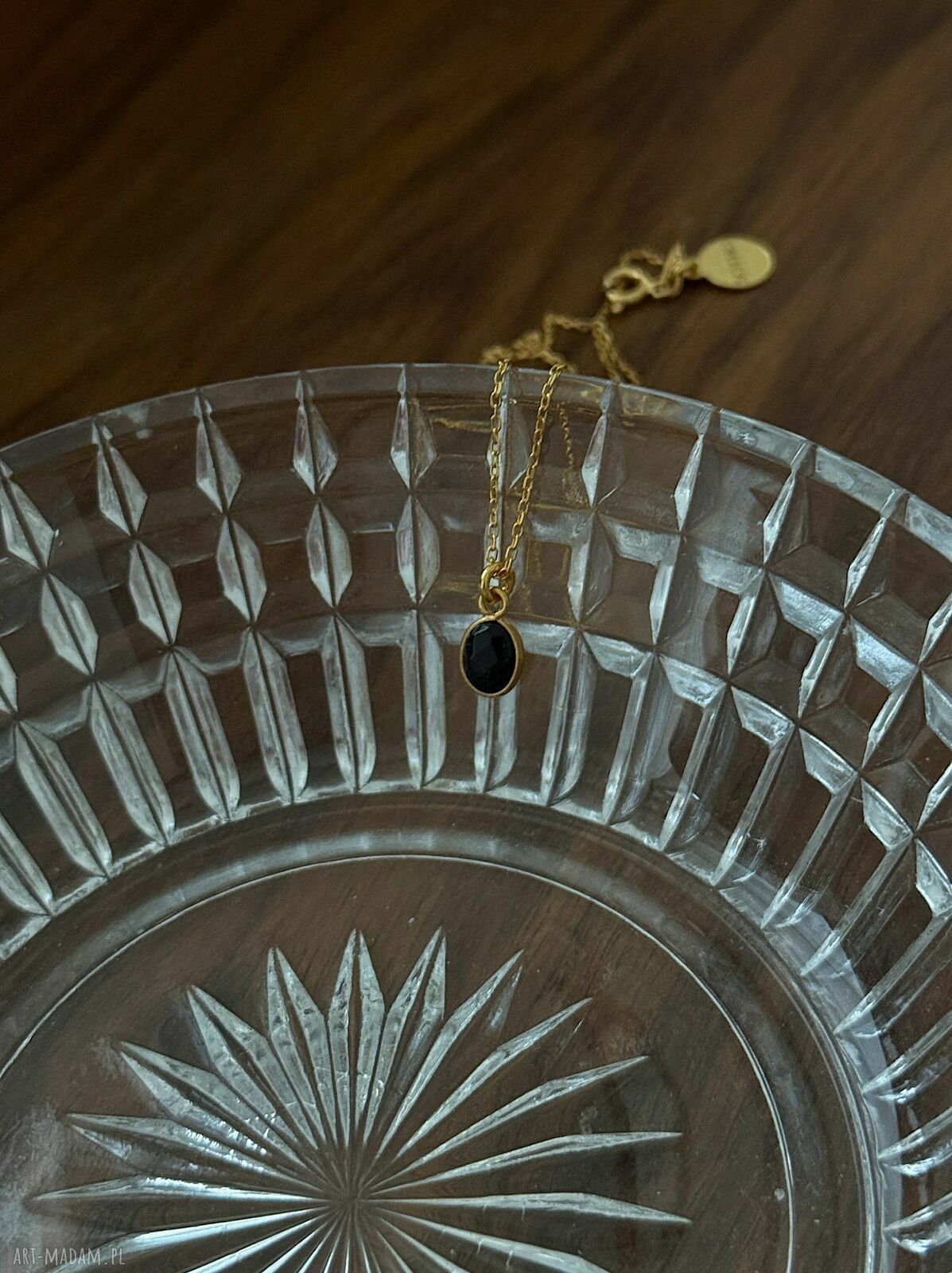 naszyjniki: Złoty naszyjnik z onyksem ręcznie zrobione