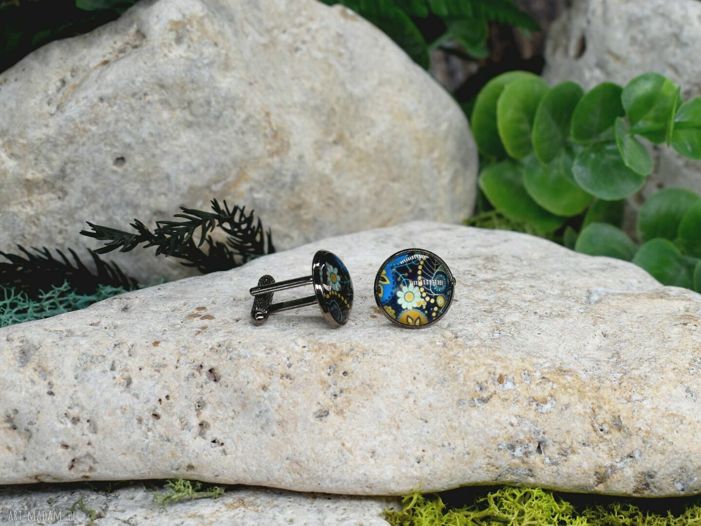 spinki do mankietów: Czarne spinki do mankietów koszuli z oczkiem / abstrakcja, geometria #220