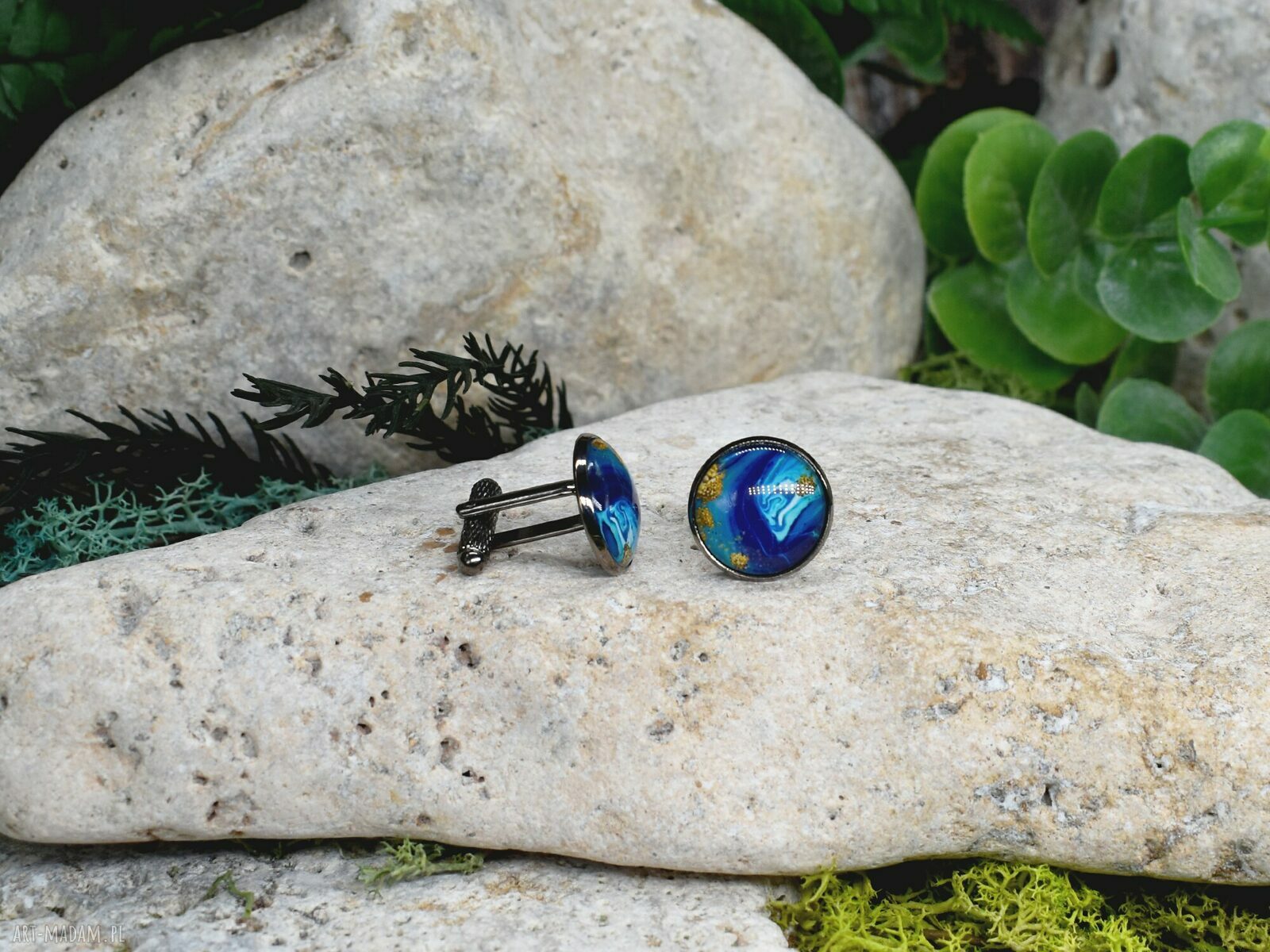 spinki do mankietów: Czarne spinki do mankietów koszuli z oczkiem / abstrakcja, geometria #228