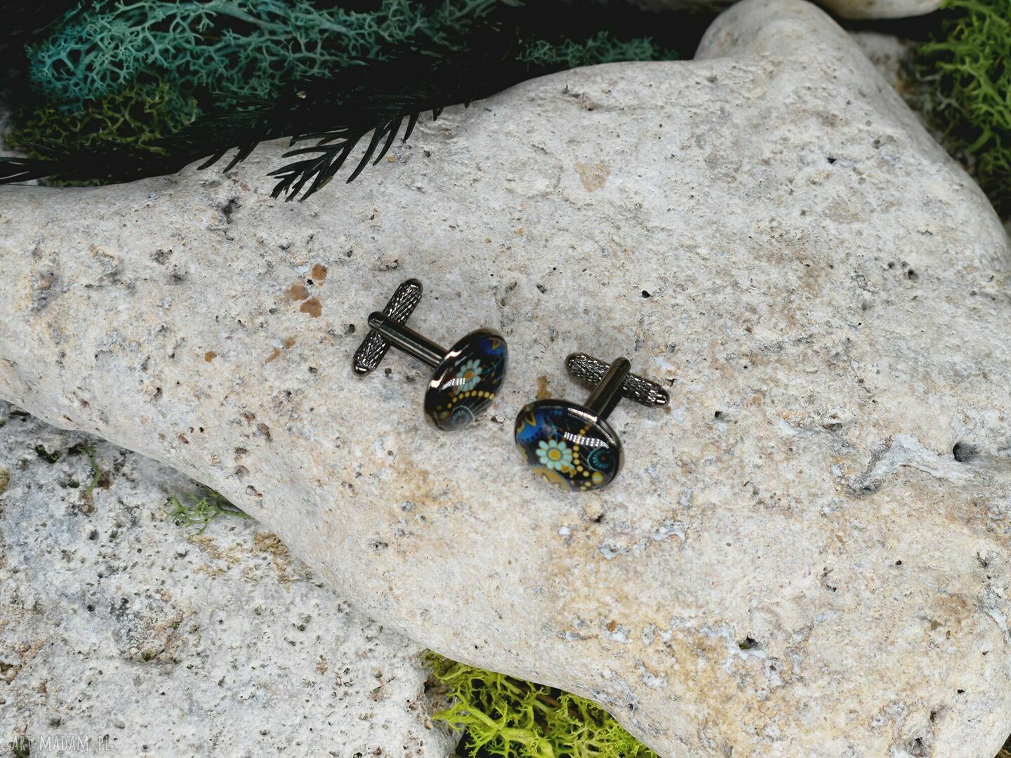 spinki do mankietów: Czarne spinki do mankietów koszuli z oczkiem / abstrakcja, geometria #220