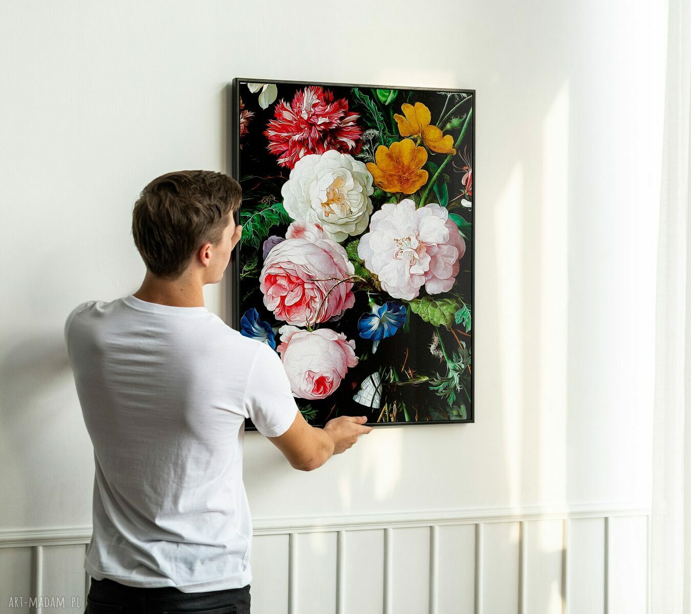 Plakat w czarnej ramie: kwiaty vintage 30x40 cm
