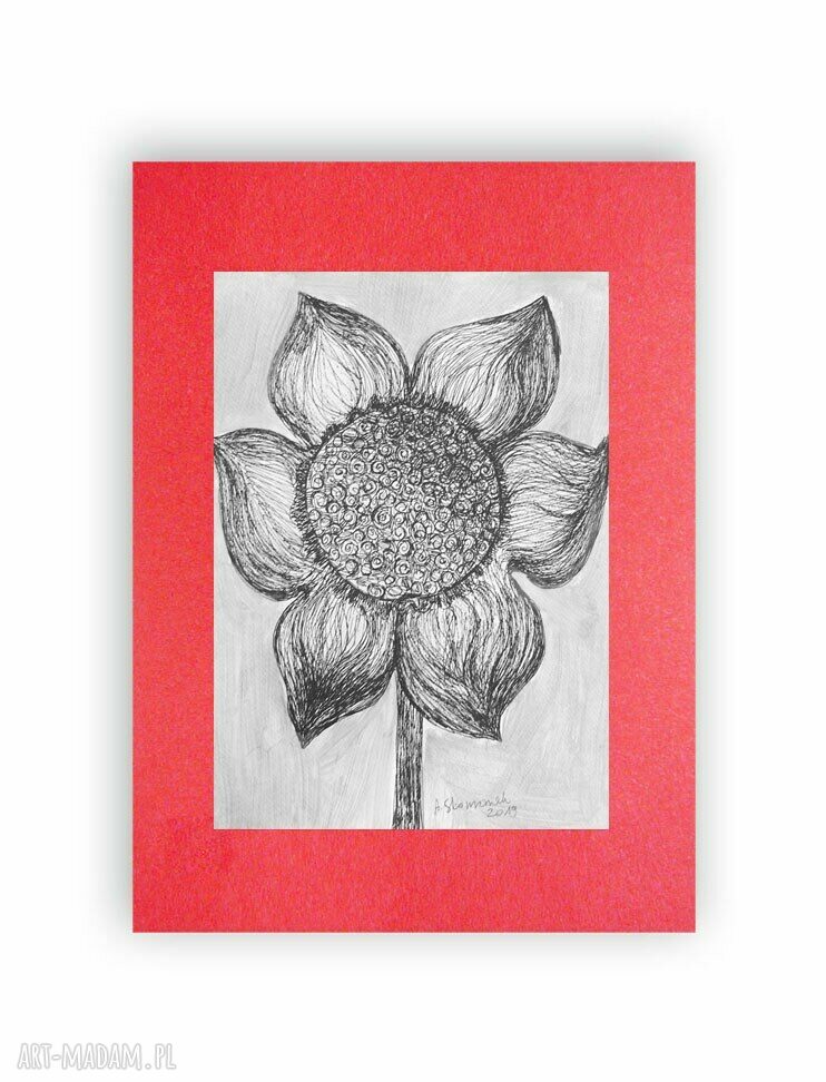 Czarno-biała grafika do pokoju - kwiat w stylu minimalistycznym 30x40 cm