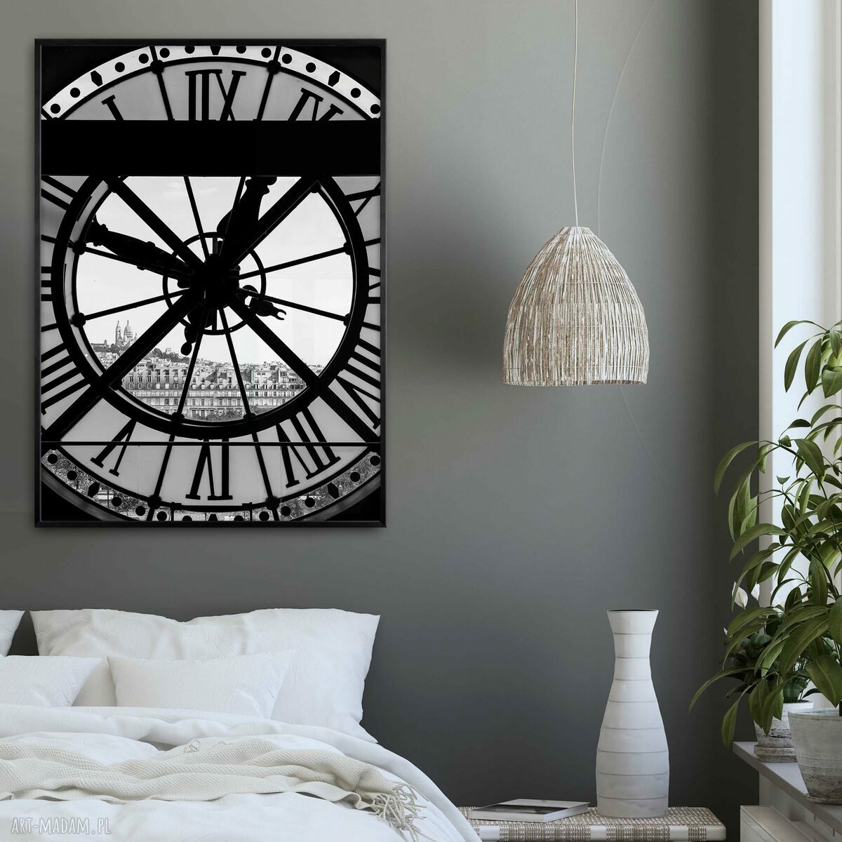Czarno-biały plakat z zegarem 30x40 cm - loftowy akcent do wnętrza