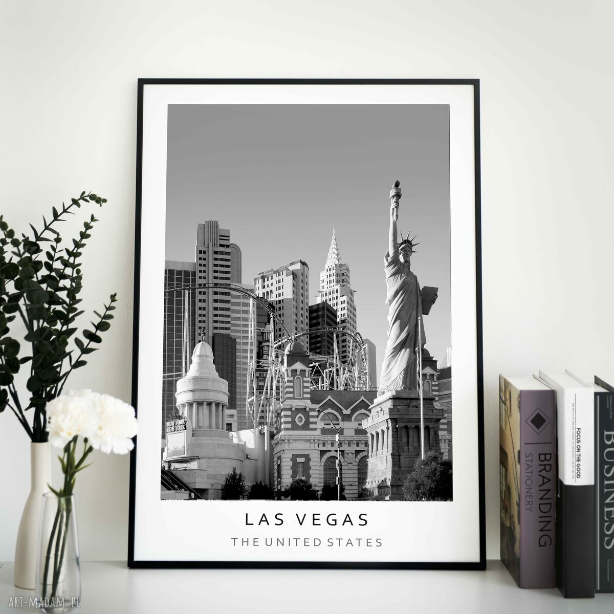 Plakat czarno-biały Las Vegas 40x50 cm (8-2-0018)