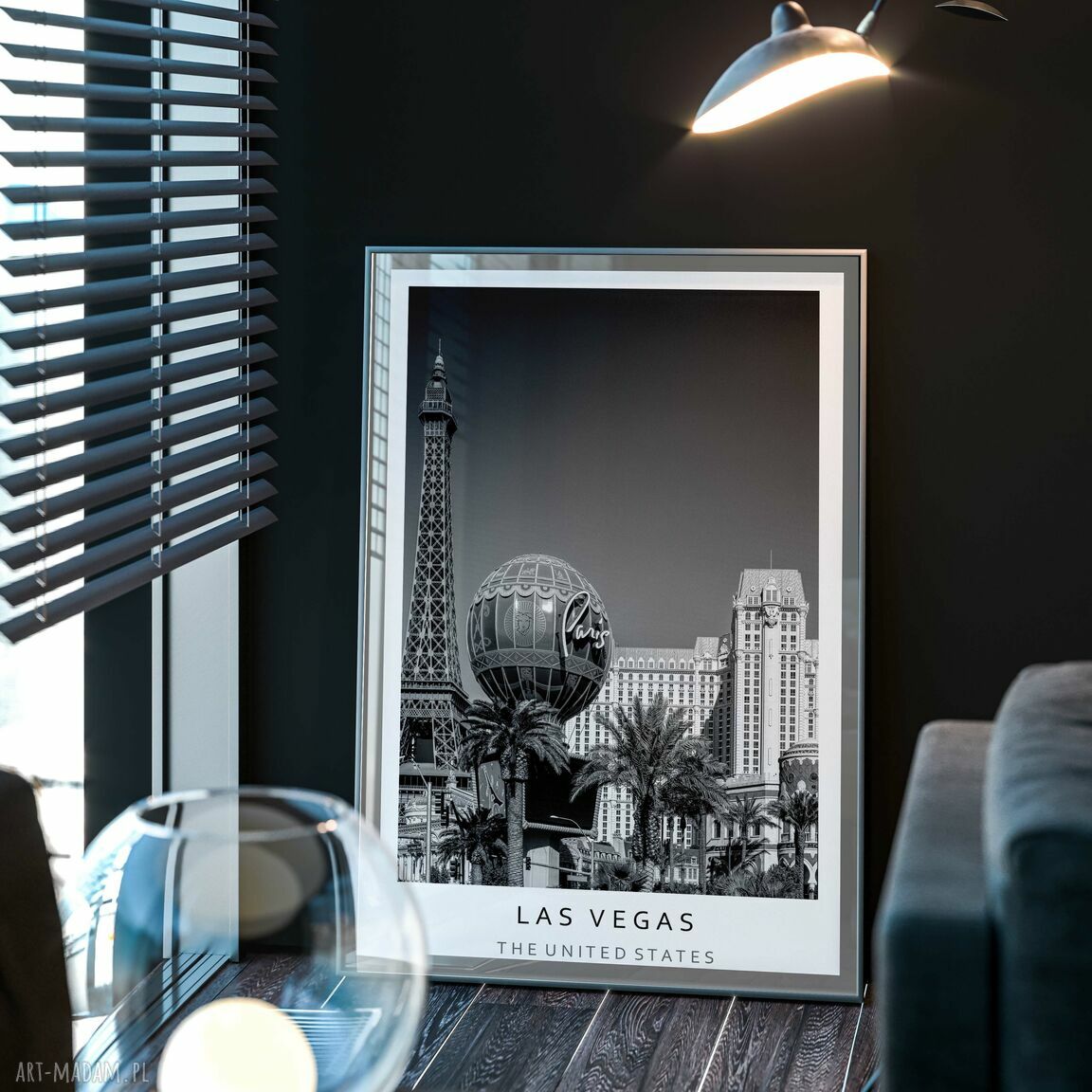 Plakat czarno-biały Las Vegas 40x50 cm (8-2-0012)