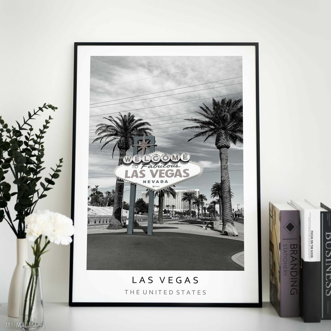 Plakat czarno-biały Las Vegas 40x50 cm