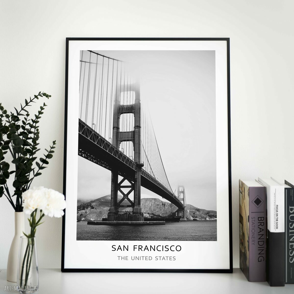 Plakat czarno-biały San Francisco - Most, 40x50 cm - architektura