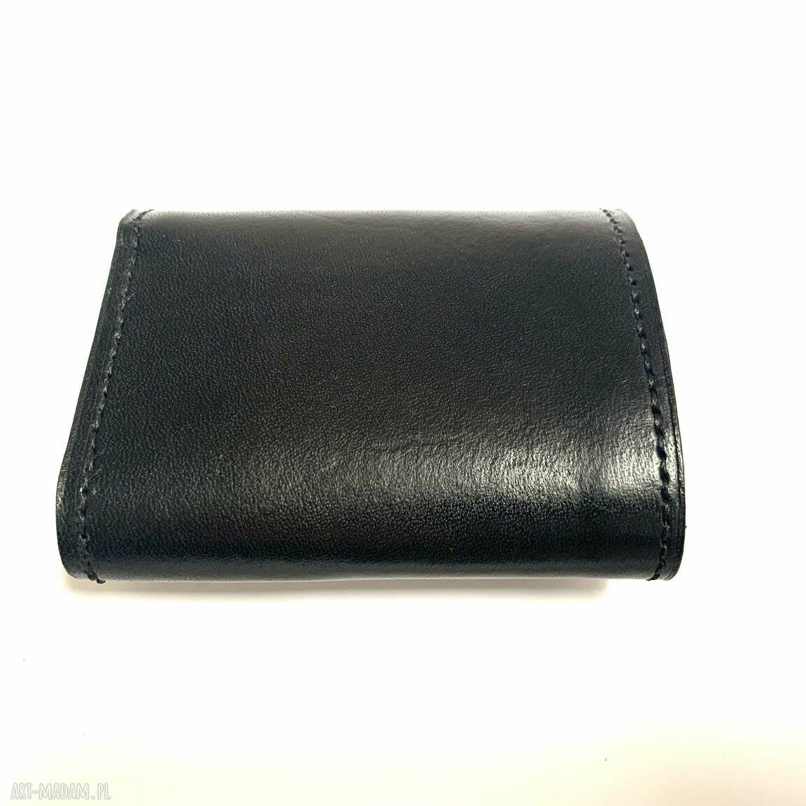 portfele: Czarno zielony portfel na bilon ze skóry ręcznie uszyty. robione