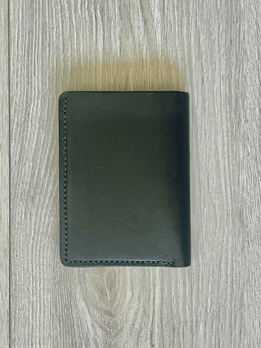 portfele: Czarny duży portfel ze skóry ręcznie uszyty. Handmade