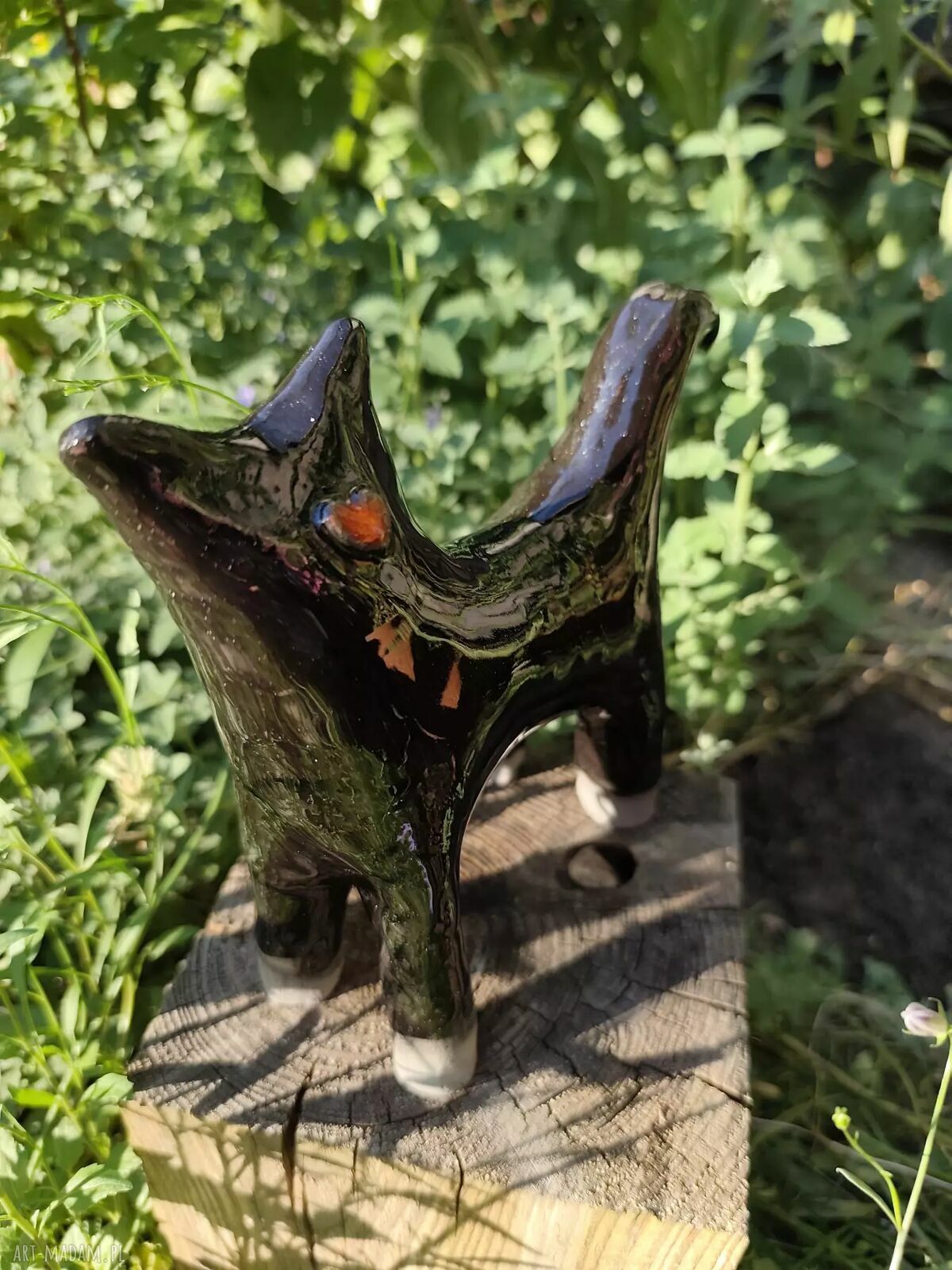 Duży czarny kot ceramiczny - elegancka dekoracja do domu