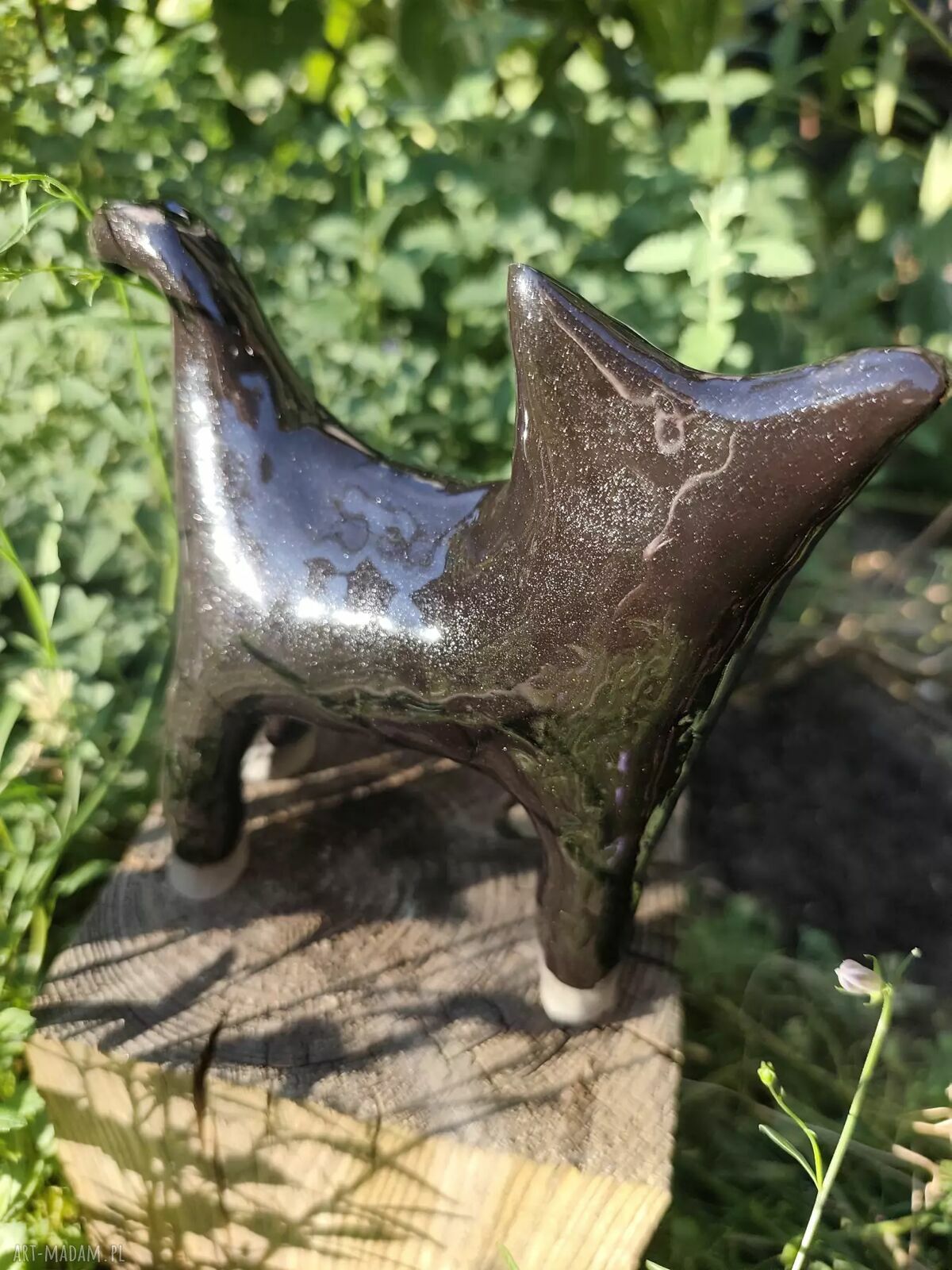 Duży czarny kot ceramiczny - elegancka dekoracja do domu