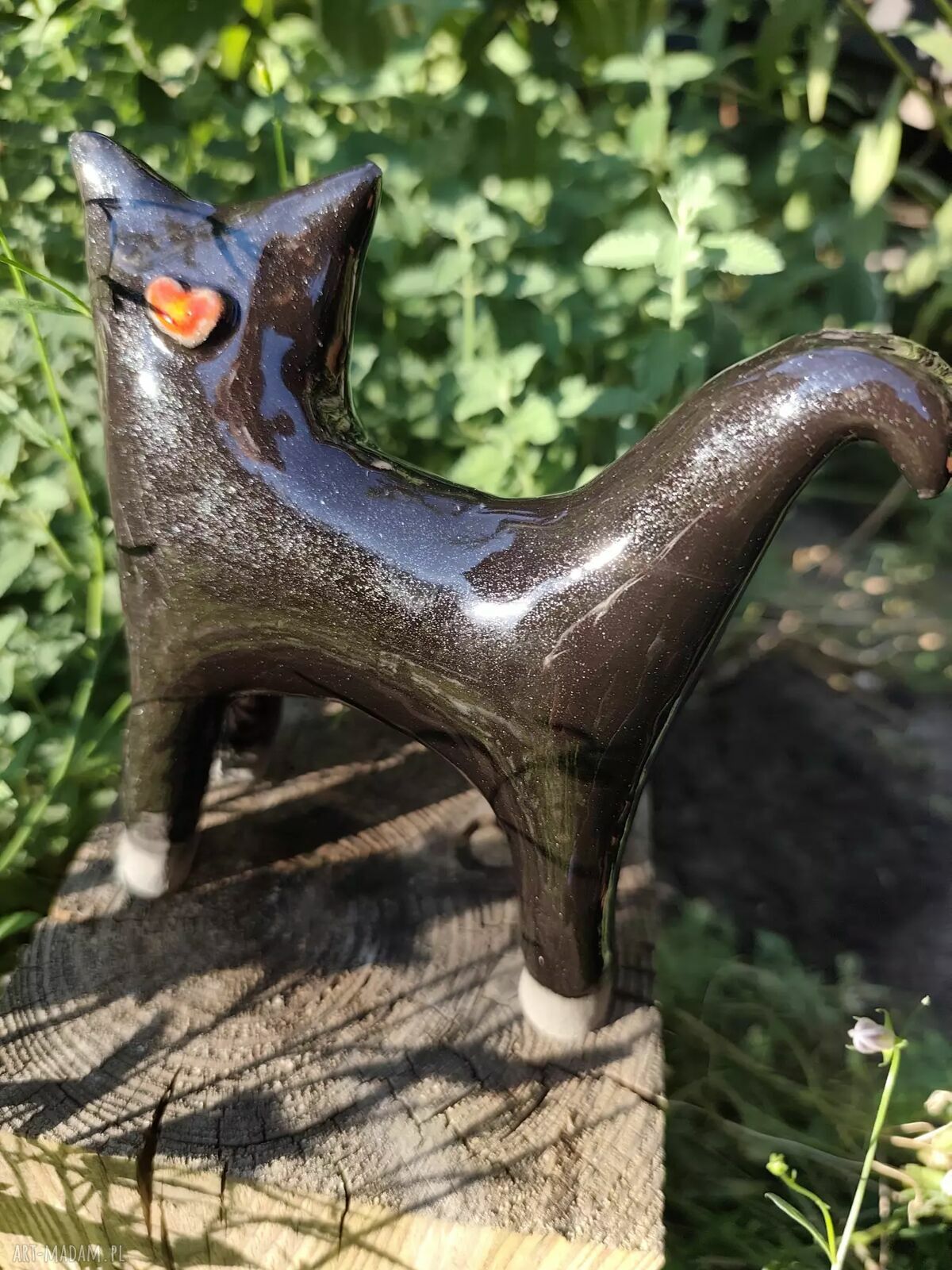Duży czarny kot ceramiczny - elegancka dekoracja do domu