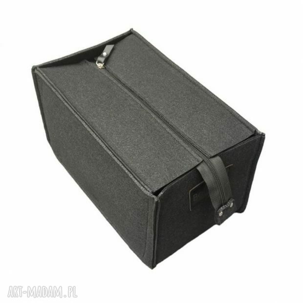 Czarny organizer do shopperki na zamek z kieszonkami z filcu