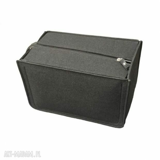 Czarny organizer do shopperki na zamek z kieszonkami z filcu