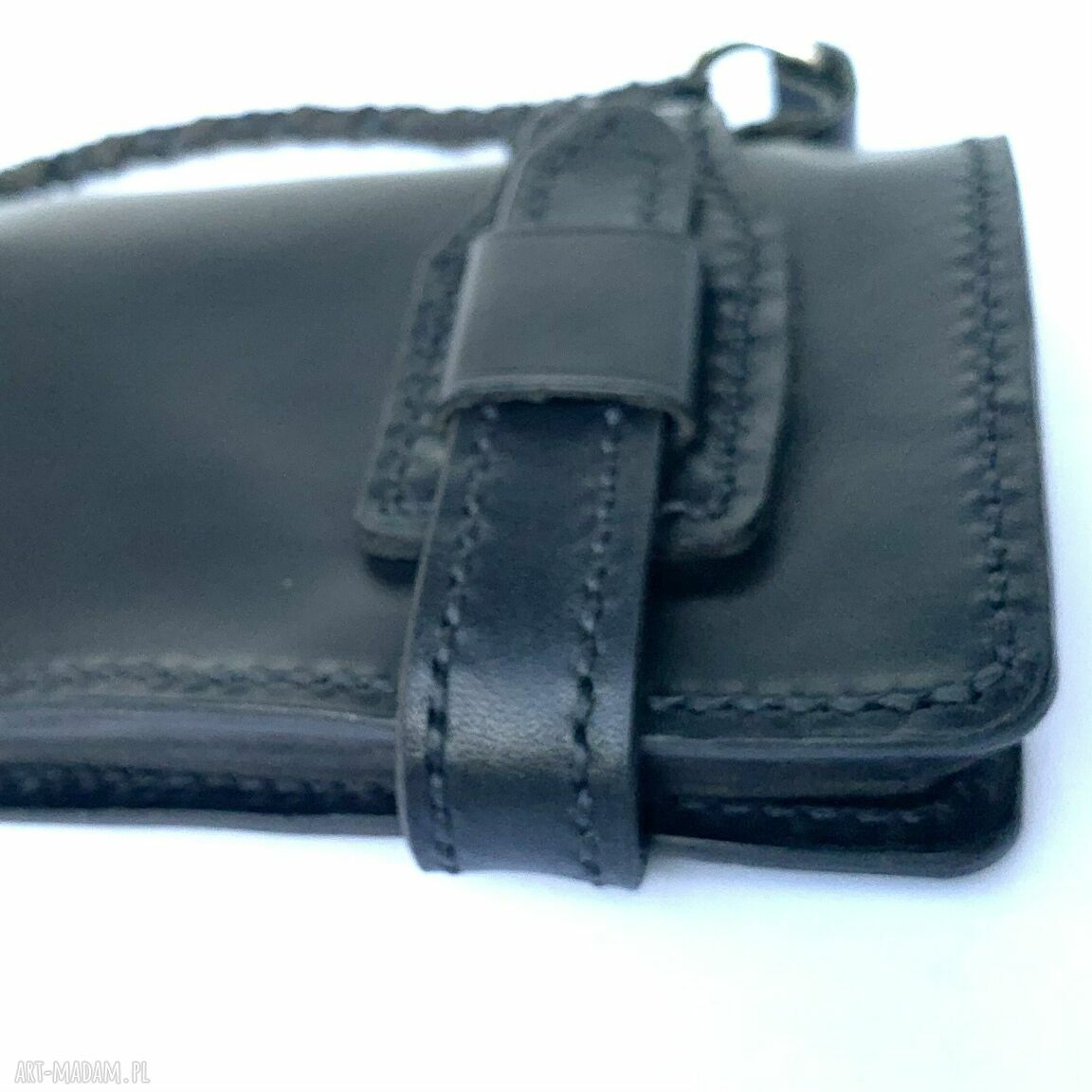 portfele: Czarny portfel ”Motocyklisty” ze skóry ręcznie uszyty. Handmade