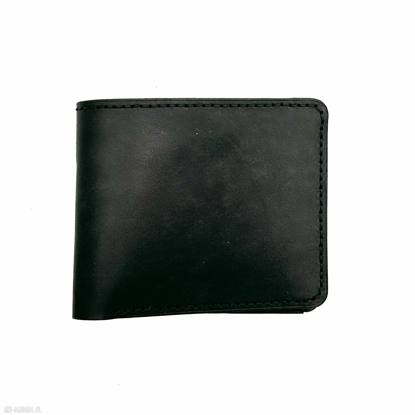 portfele: Czarny portfel na bilon skórzany ręcznie uszyty. Ręczne wykonanie