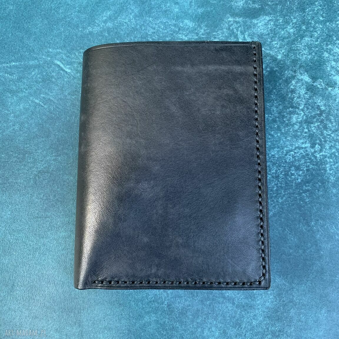 portfele: Czarny portfel na bilon ze skóry uszyty. ręcznie robione