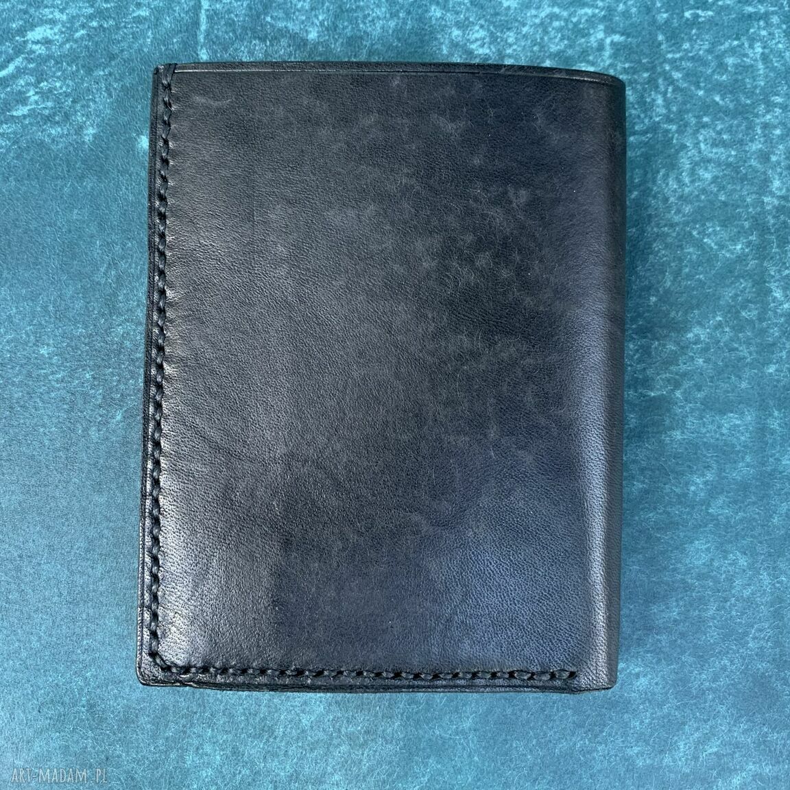 portfele: Czarny portfel na bilon ze skóry uszyty. ręcznie robione