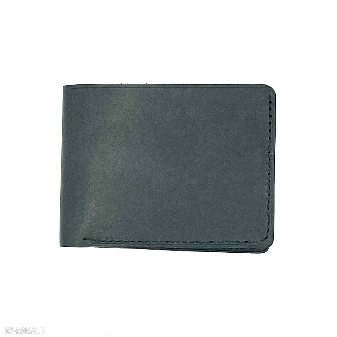 portfele: Czarny portfel ręcznie uszyty ze skóry. hand made