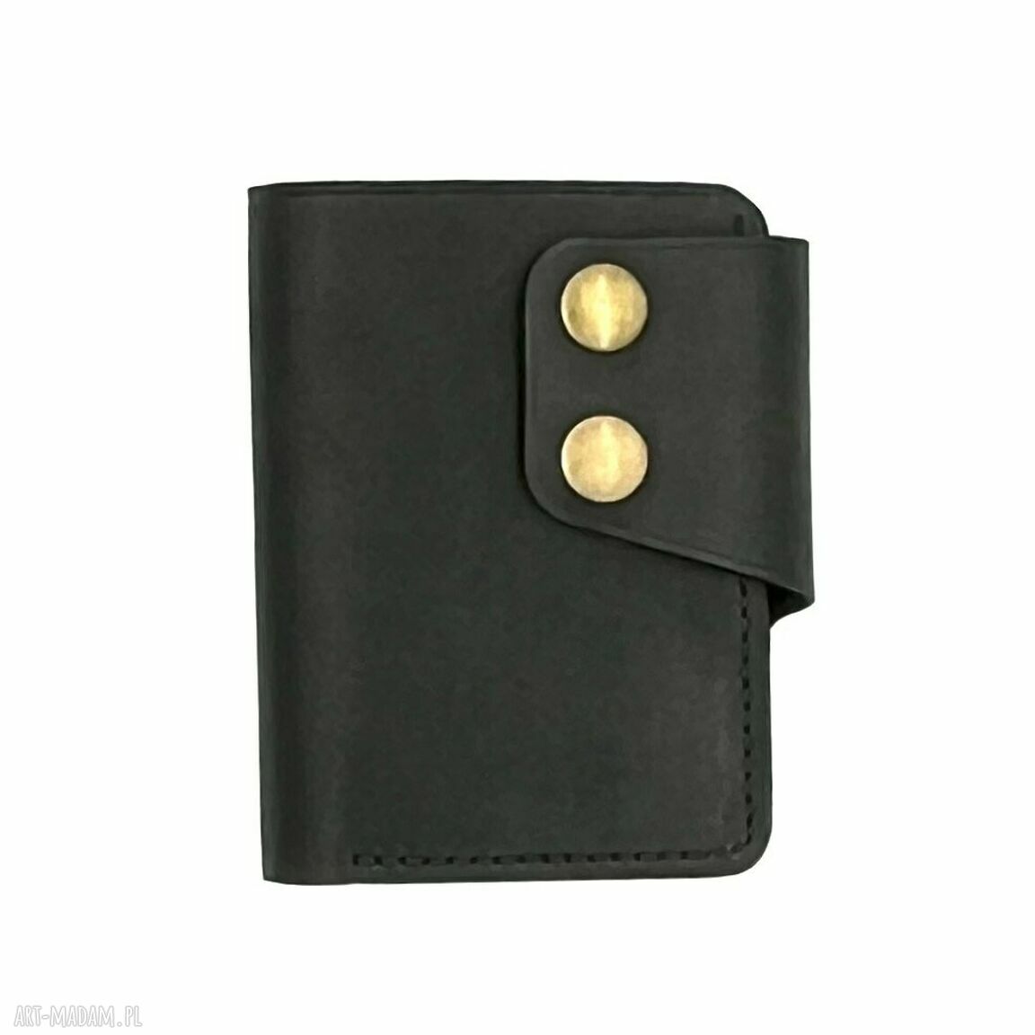Czarny portfel skórzany ręcznie uszyty karty banknoty skóry męski