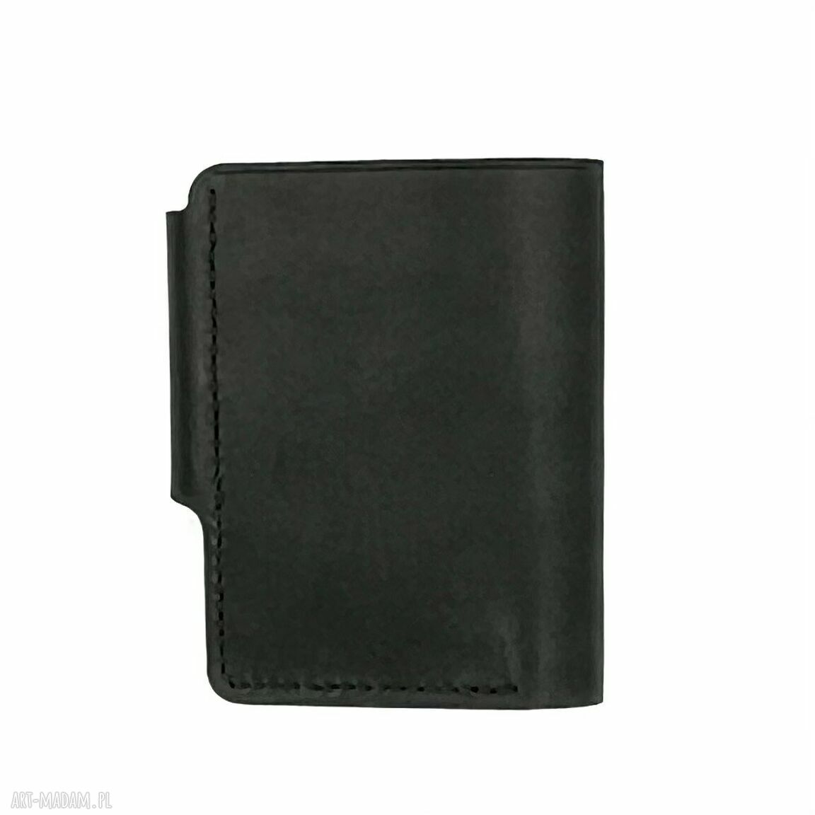 portfele: Czarny portfel skórzany uszyty na karty i banknoty. ręcznie robione