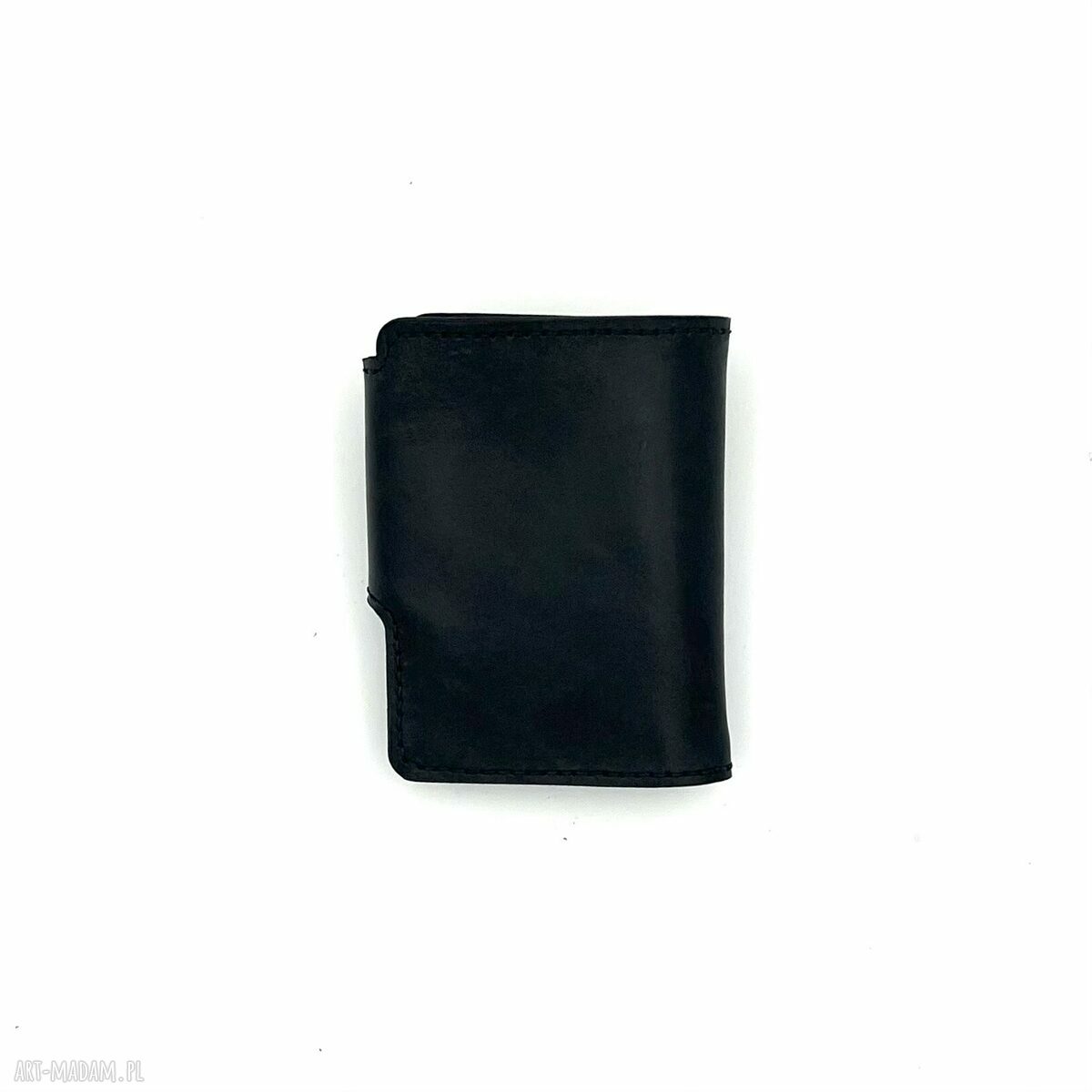 portfele: Czarny portfel skórzany z ozdobnym „Concho” ręcznie uszyty. HandMade