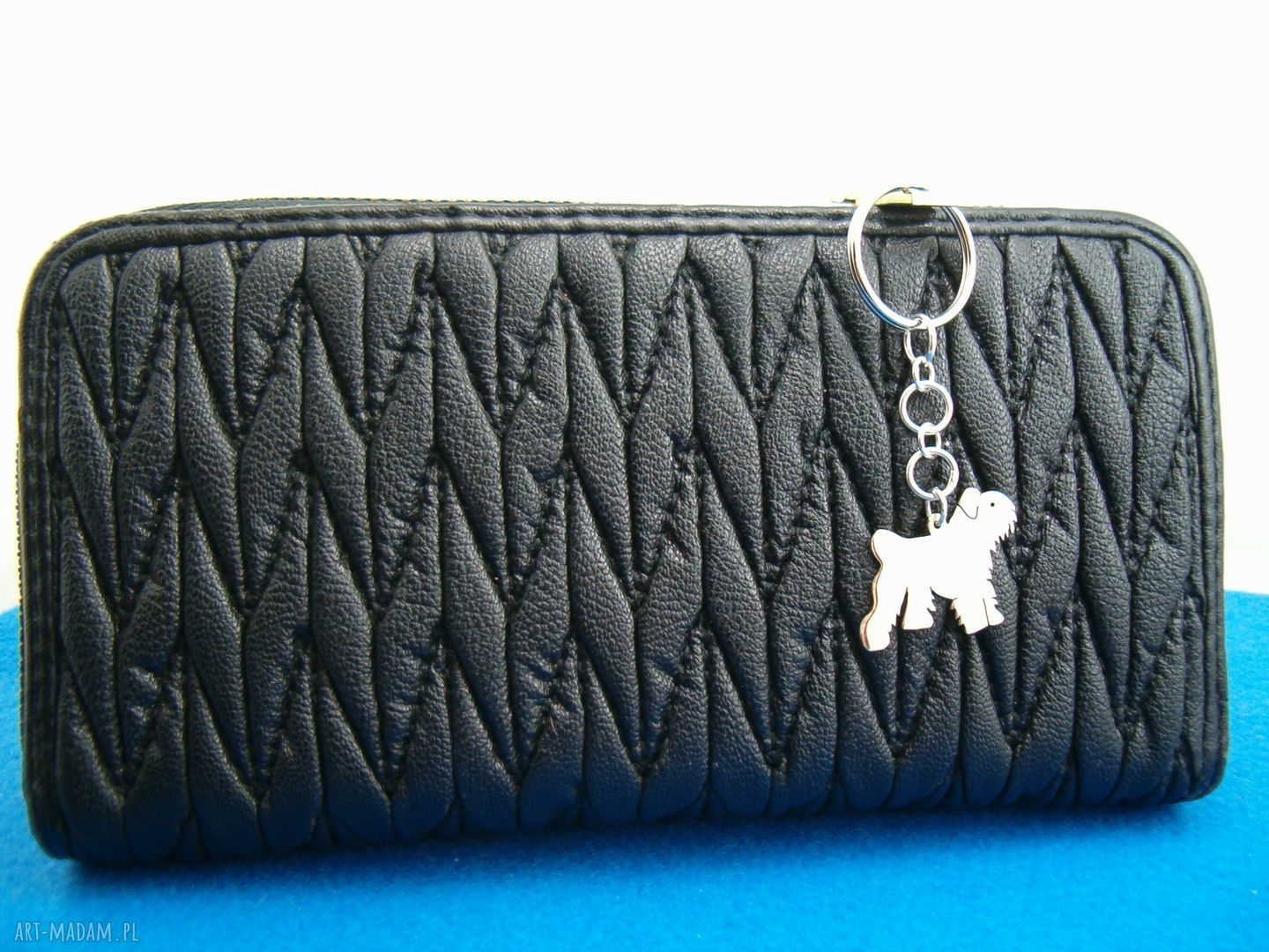 Czarny terrier rosyjski - srebrny brelok 925 do kluczy i torebki