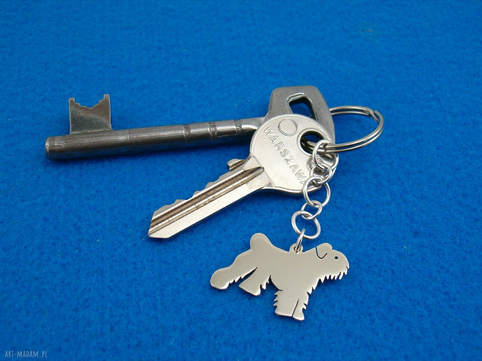 Czarny terrier rosyjski - srebrny brelok 925 do kluczy i torebki