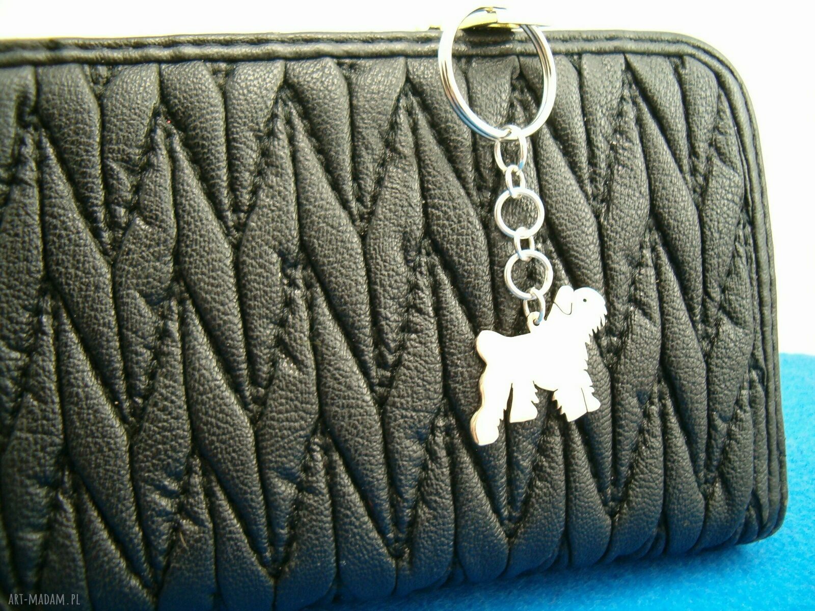 Czarny terrier rosyjski - srebrny brelok 925 do kluczy i torebki