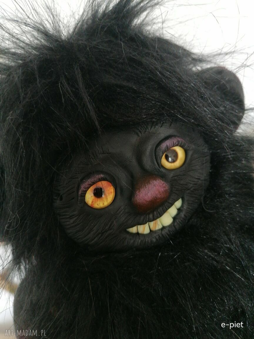 Czarny Trol - artystyczna zabawka kolekcjonerska (ok. 23 cm)