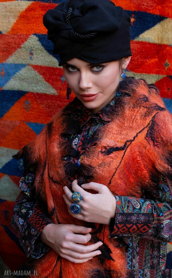 Czarny lniany turban - fascynator 58 cm