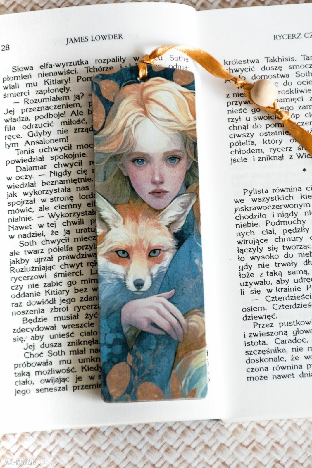 Drewniana zakładka do książki - Czarownica i lis