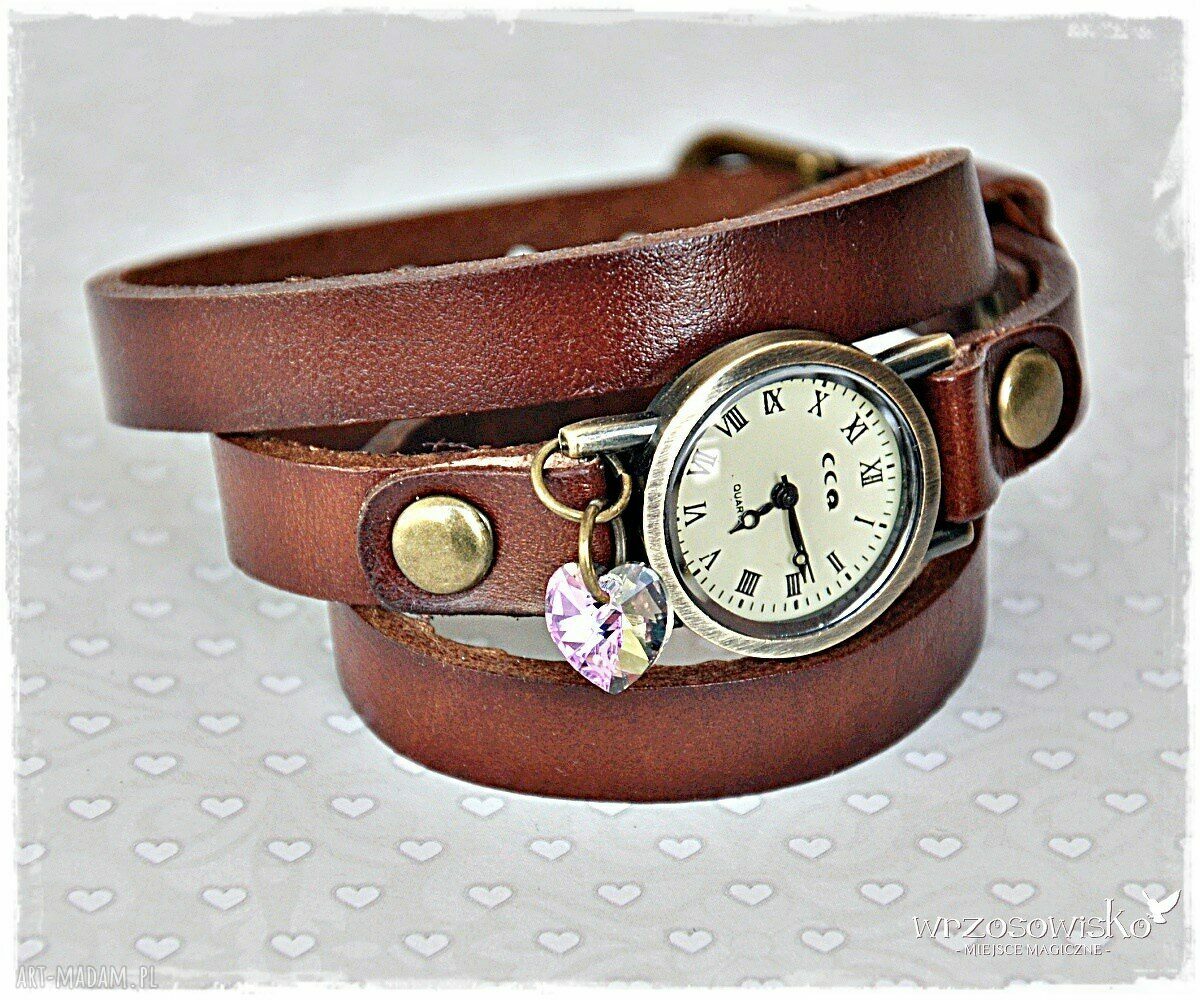 Czas na miłość zegarek skórzany handmade