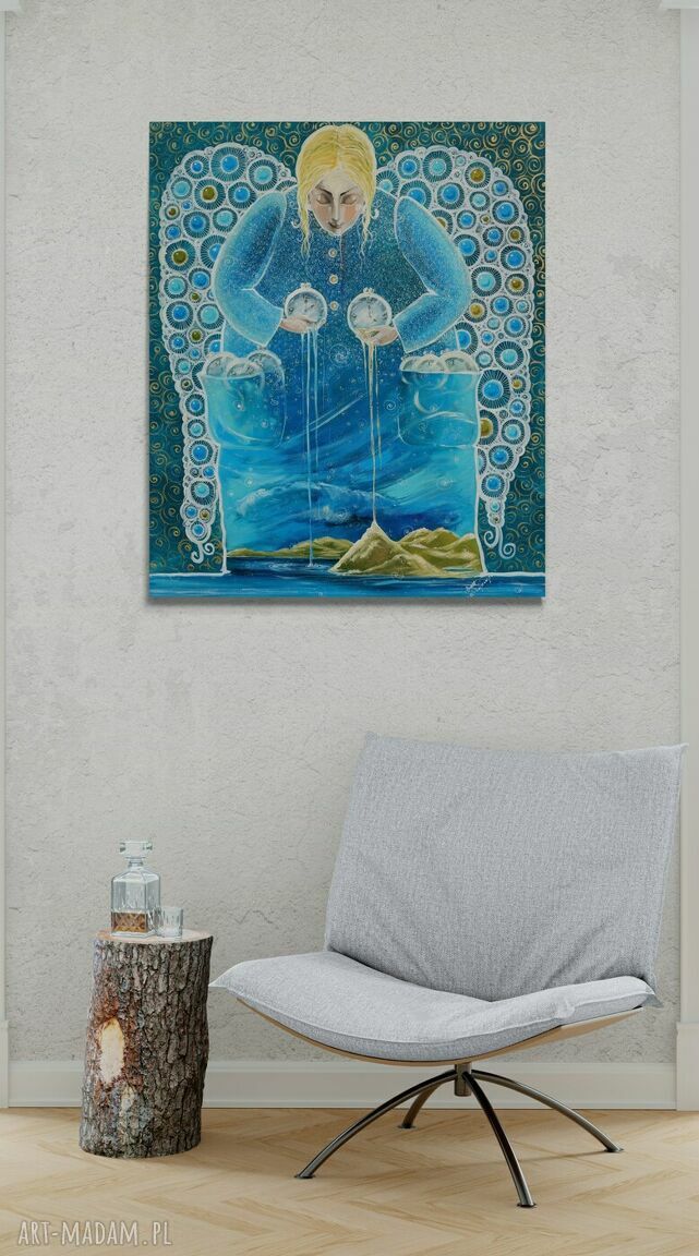 Czas to woda, czas to piasek - obraz giclee anioł 50x60 cm