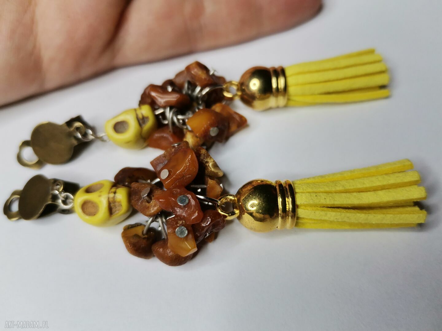 Klipsy czaszka i chwosty boho na ślub - Box X1 (handmade)