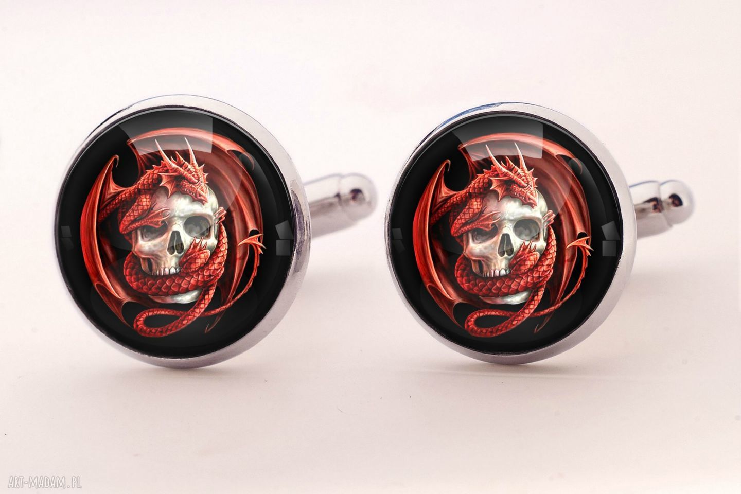 Smocze sidła spinki mankietów czaszka smok prezent ręcznie