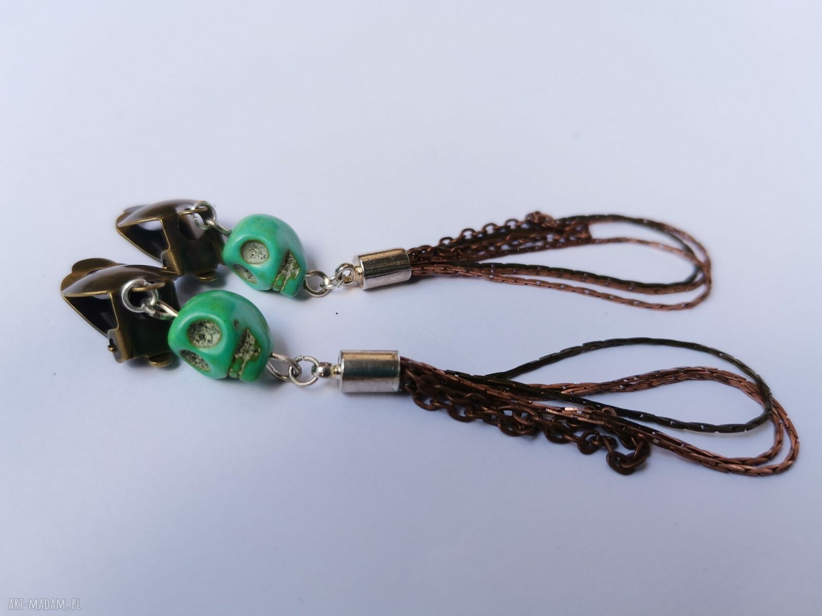 Klipsy czaszki handmade - lekkie i długie boho