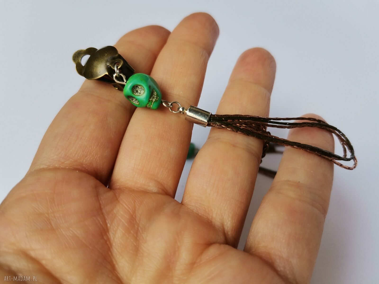 Klipsy czaszki handmade - lekkie i długie boho