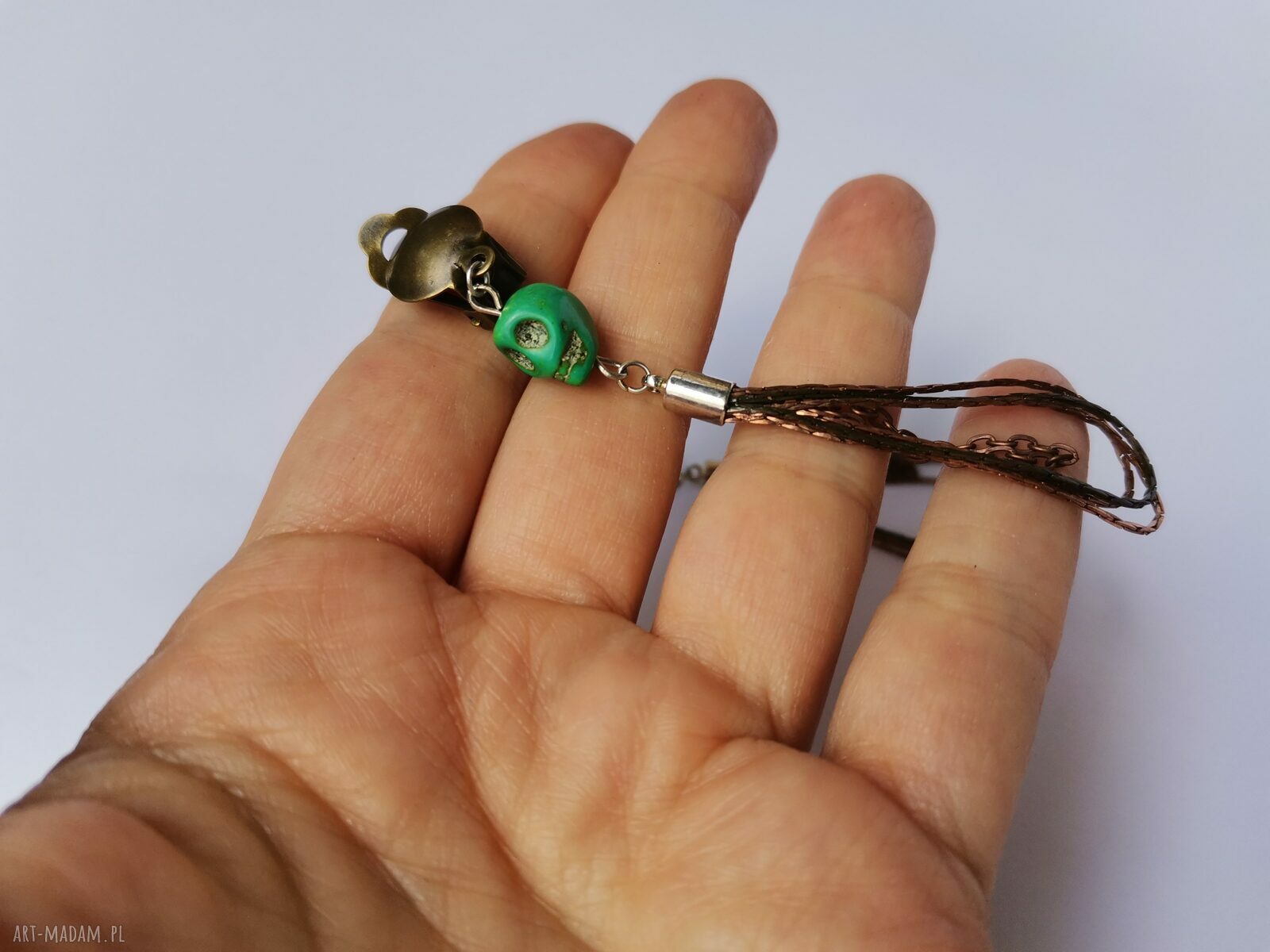 Klipsy czaszki handmade - lekkie i długie boho
