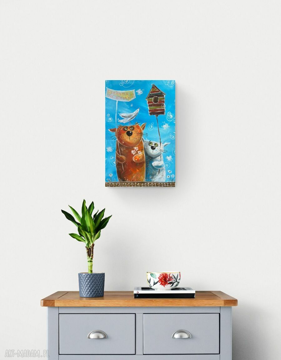 Czekamy na wiosnę - obraz giclee z kotami