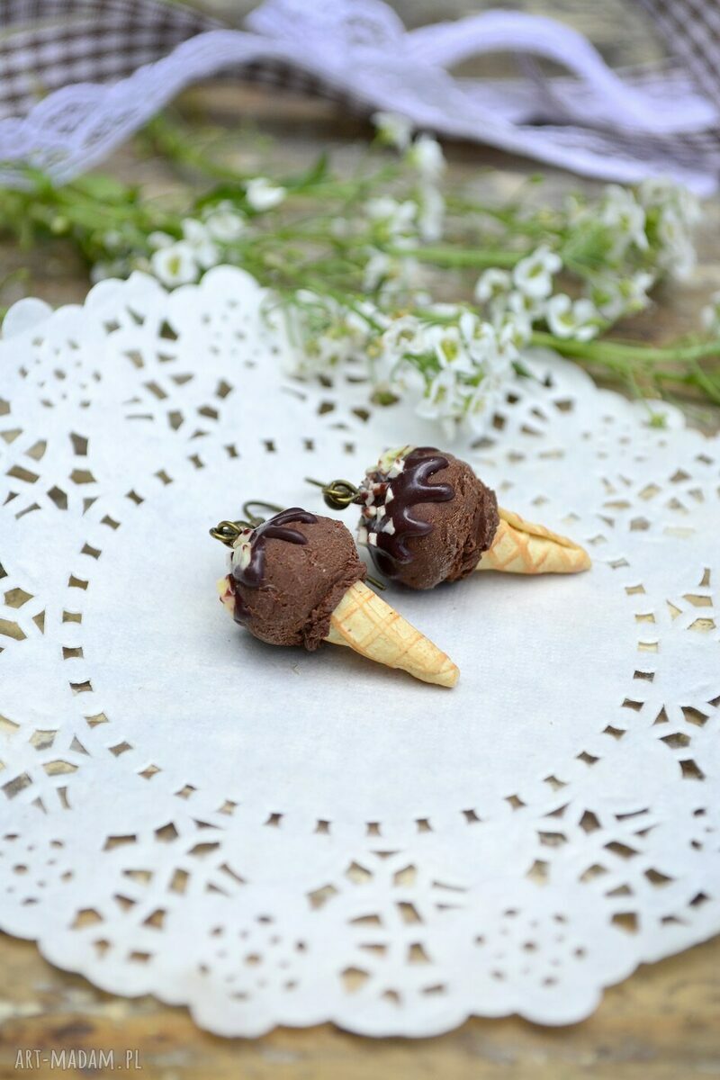Kolczyki "Czekoladowo-Bananowe lody"