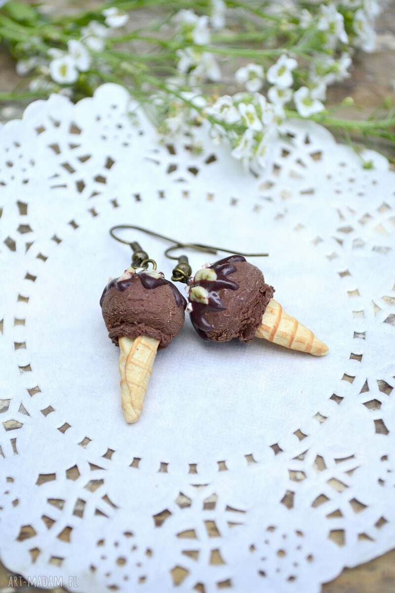 Kolczyki "Czekoladowo-Bananowe lody"