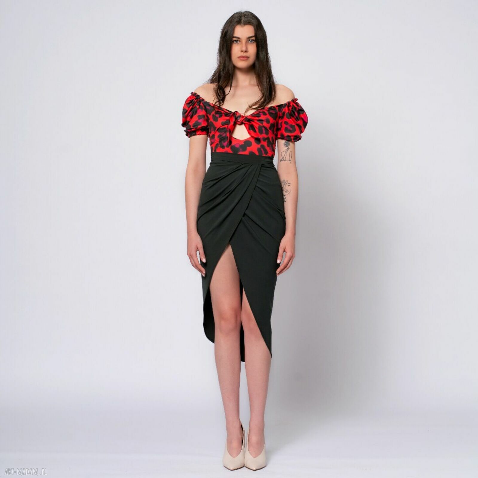 Czerwona bluzka w panterkę Solar Tropic - handmade
