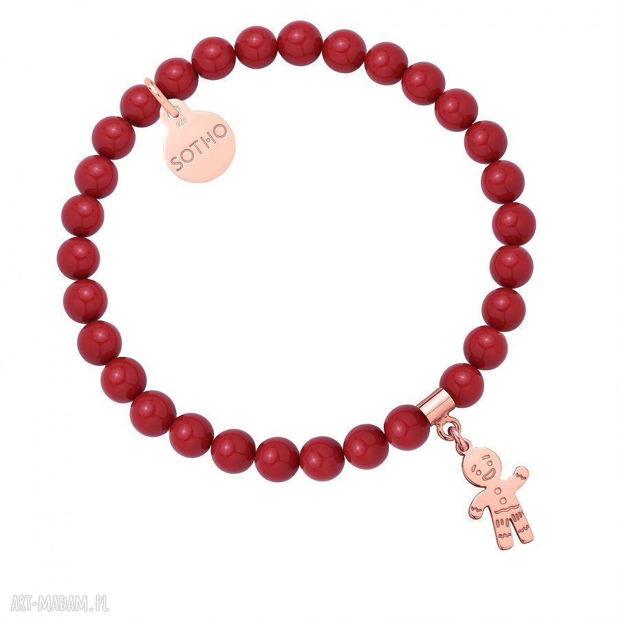 Czerwona bransoletka pereŁ swarovski® crystal ciastkiem rÓŻowego