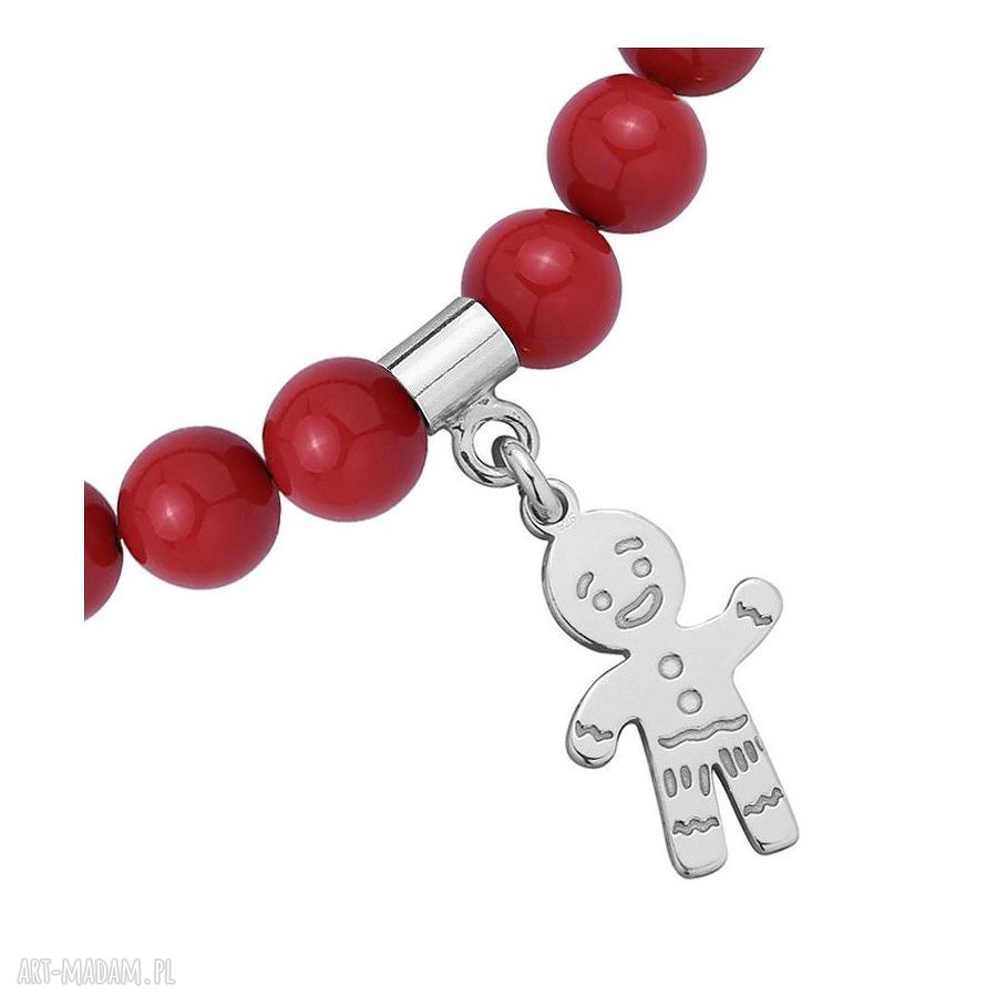 bransoletki: CZERWONA BRANSOLETKA Z PEREŁ SWAROVSKI® CRYSTAL ZE SREBRNYM CIASTKIEM Hand